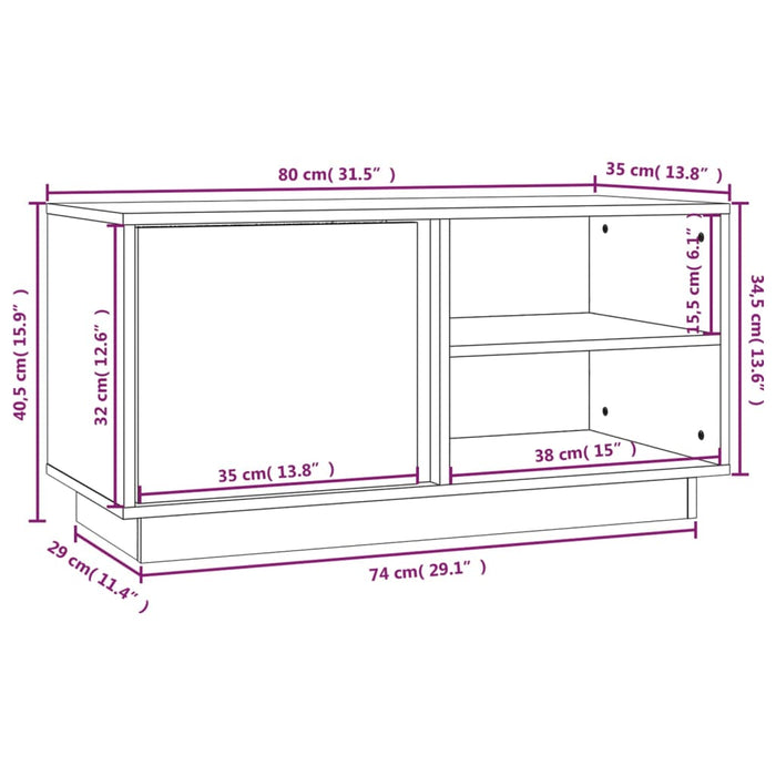 Tv-Meubel 80X35X40,5 Cm Massief Grenenhout