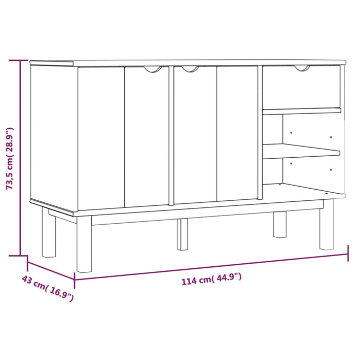 Dressoir Otta 114X43X73,5 Cm Massief Grenenhout