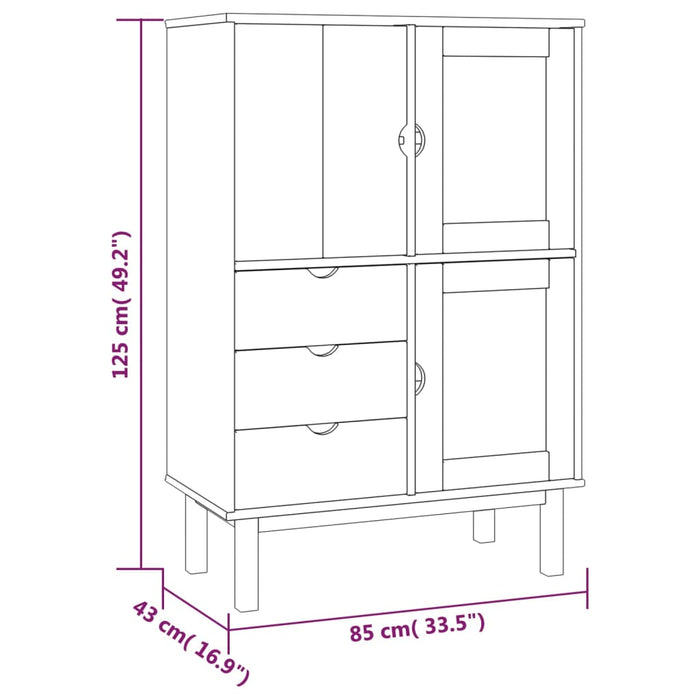 Hoge Kast Otta 85X43X125 Cm Massief Grenenhout