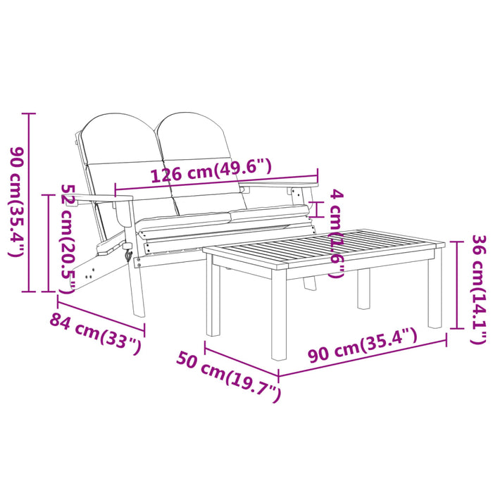 4-Delige Loungeset Adirondack Massief Acaciahout