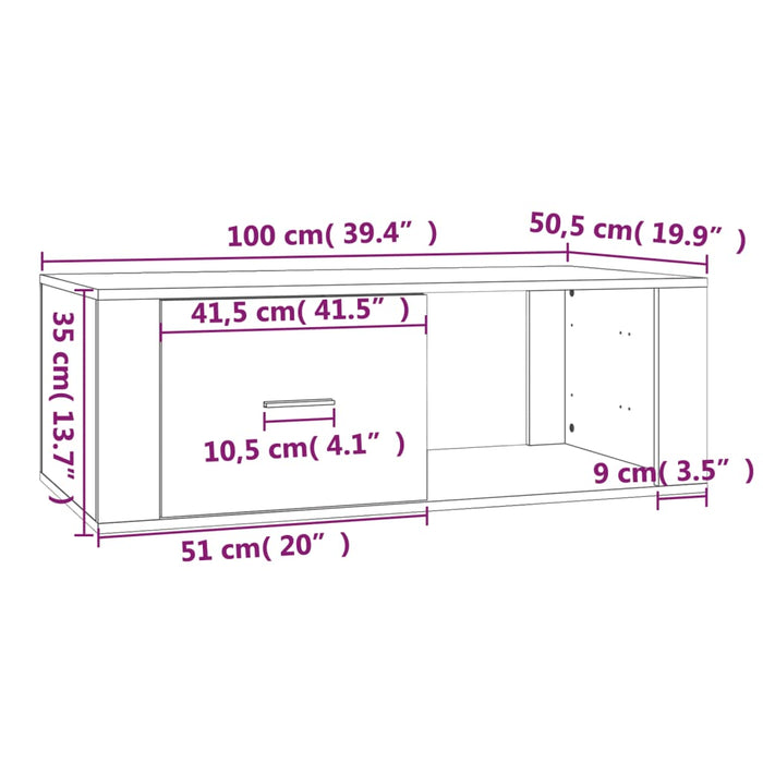 Salontafel 100X50,5X35 Cm Bewerkt Hout Eikenkleur