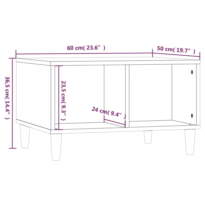 Salontafel 60X50X36,5 Cm Bewerkt Hout Grijs