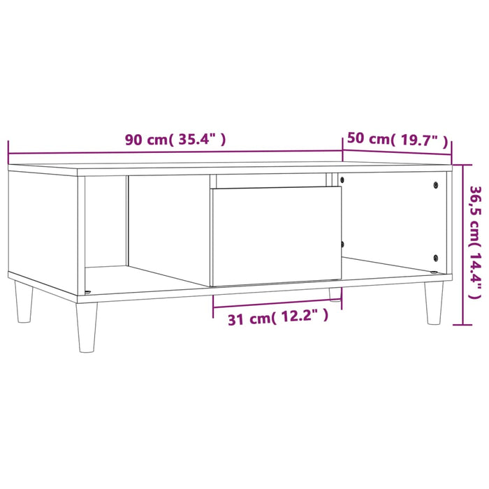 Salontafel 90X50X36,5 Cm Bewerkt Hout Kleurig