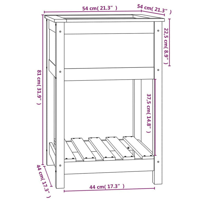 Plantenbak Met Schap 54X54X81 Cm Massief Grenenhout