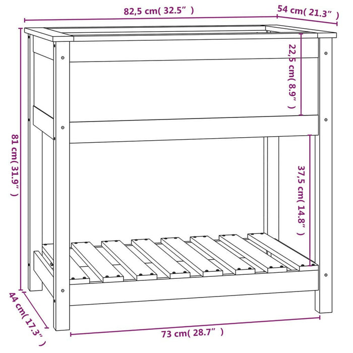 Plantenbak Met Schap 82,5X54X81 Cm Massief Grenenhout Wit