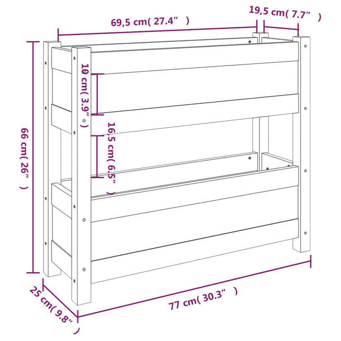 Plantenbak 77X25X66 Cm Massief Grenenhout Wit