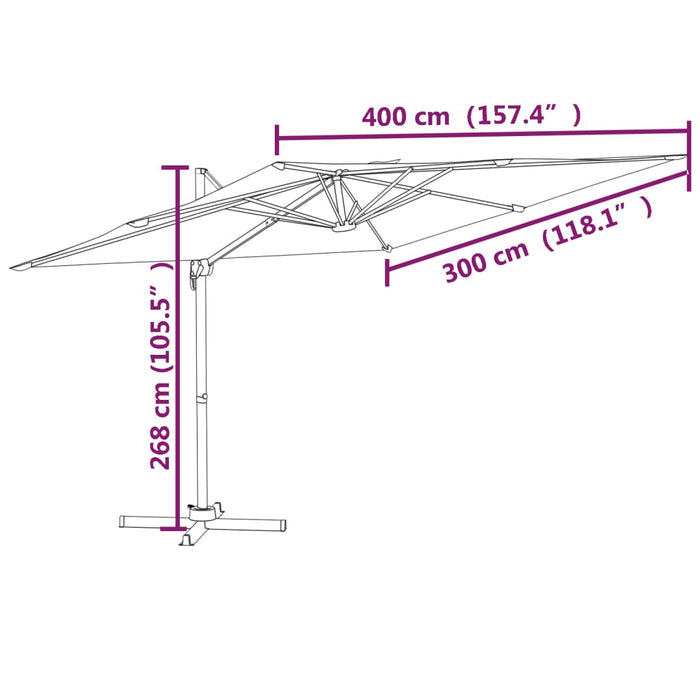 Zweefparasol Met Aluminium Paal 400X300 Cm Groen