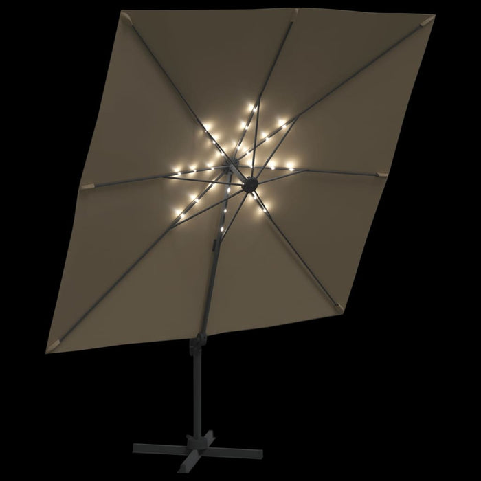 Zweefparasol Met Led-Verlichting 400X300 Cm Taupe