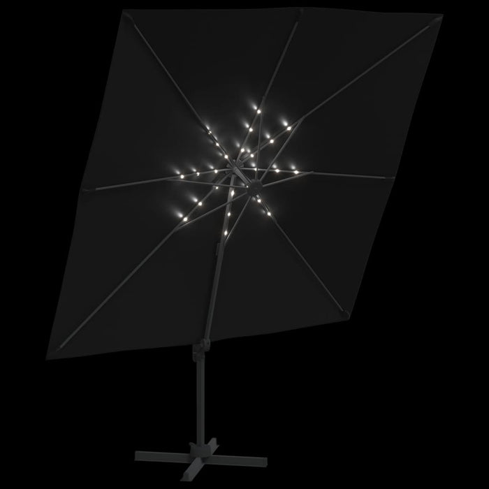 Zweefparasol Met Led-Verlichting 400X300 Cm Zwart