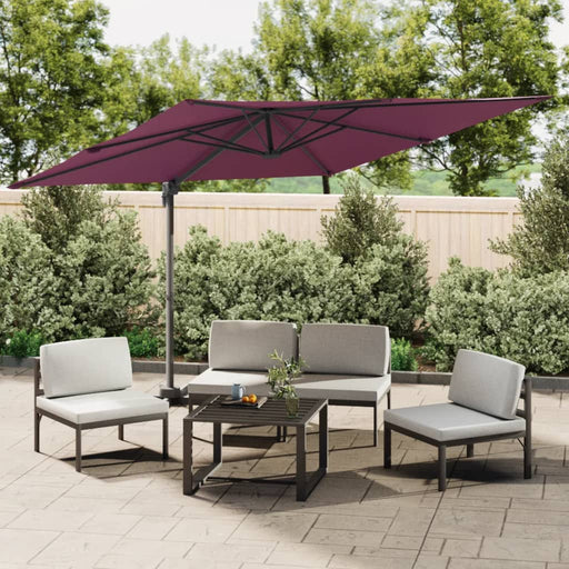 Zweefparasol Met Led-Verlichting 400X300 Cm Bordeauxrood Crème