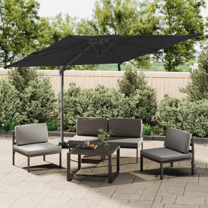 Zweefparasol Met Dubbel Dak 300X300 Cm Zwart Zwart