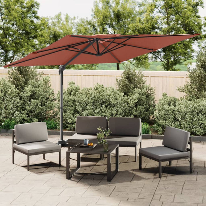 Zweefparasol Met Dubbel Dak 400X300 Cm Terracottakleurig