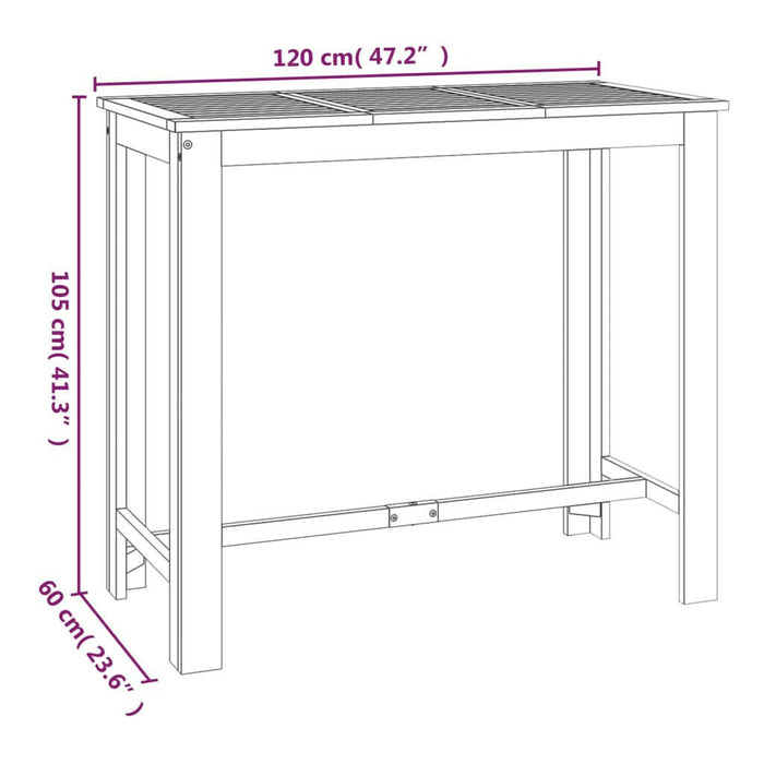 Tuinbartafel 120X60X105 Cm Massief Acaciahout