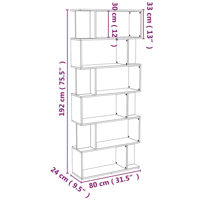 Boekenkast/Kamerscherm 80X24X192 Cm Bewerkt Hout Bruineiken