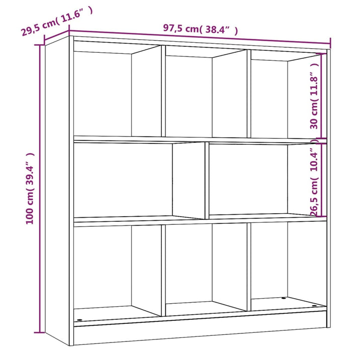 Boekenkast 97,5X29,5X100 Cm Bewerkt Hout Eiken