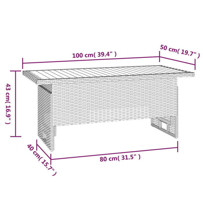 Tuintafel 100X50X43/63 Cm Acaciahout En Poly Rattan