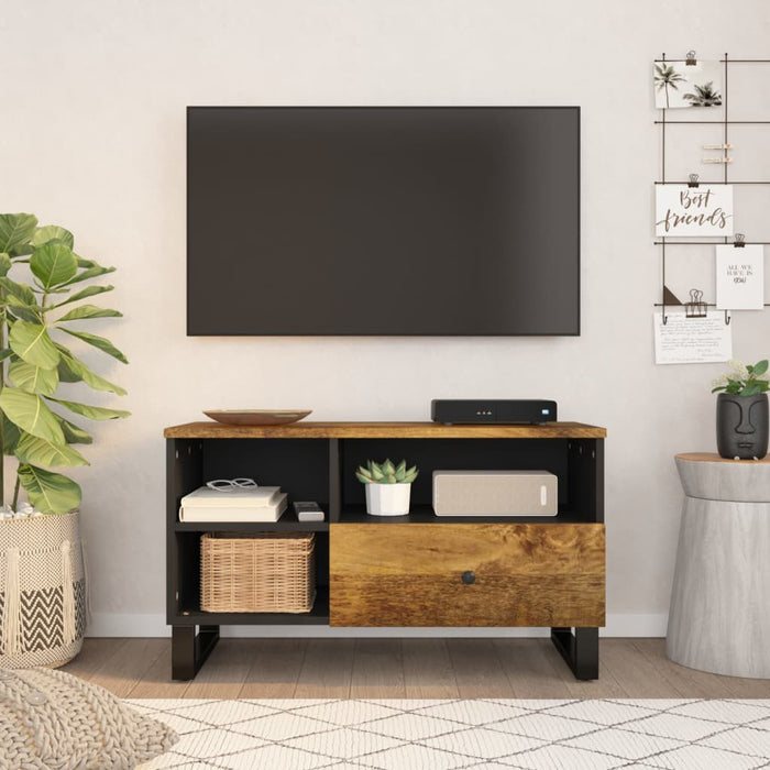 Tv-Meubel 80X33X46 Cm Massief Acaciahout En Bewerkt Hout