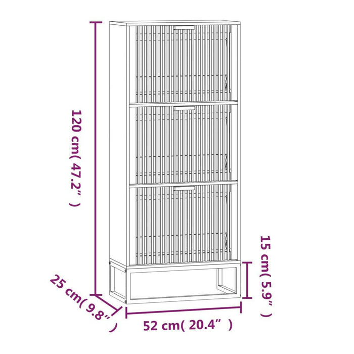 Schoenenkast 52X25X120 Cm Bewerkt Hout