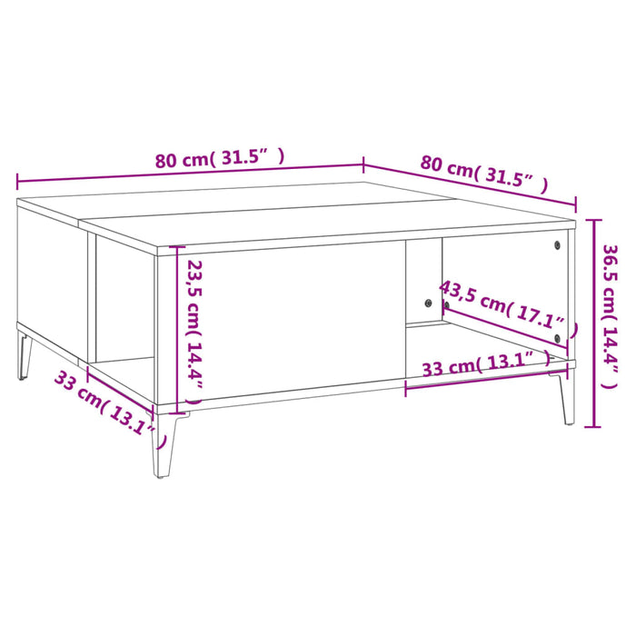 Salontafel 80X80X36,5 Cm Bewerkt Hout