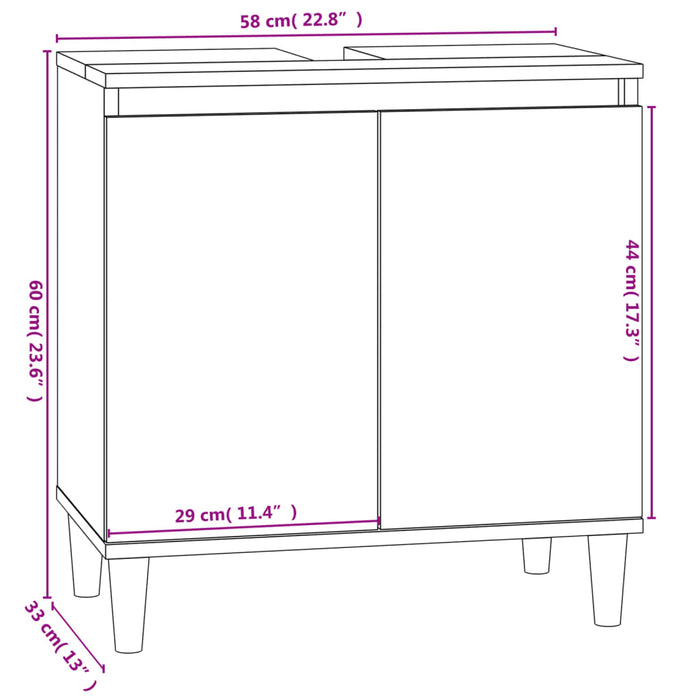 Wastafelkast 58X33X60 Cm Bewerkt Hout Sonoma Eikenkleurig