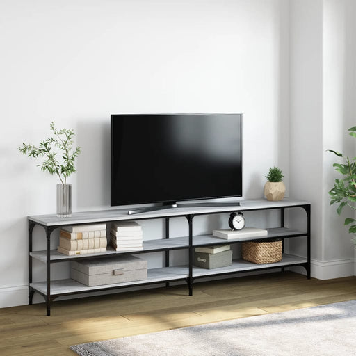 Tv-Meubel 80X30X50 Cm Bewerkt Hout Metaal Bruin Eikenkleur