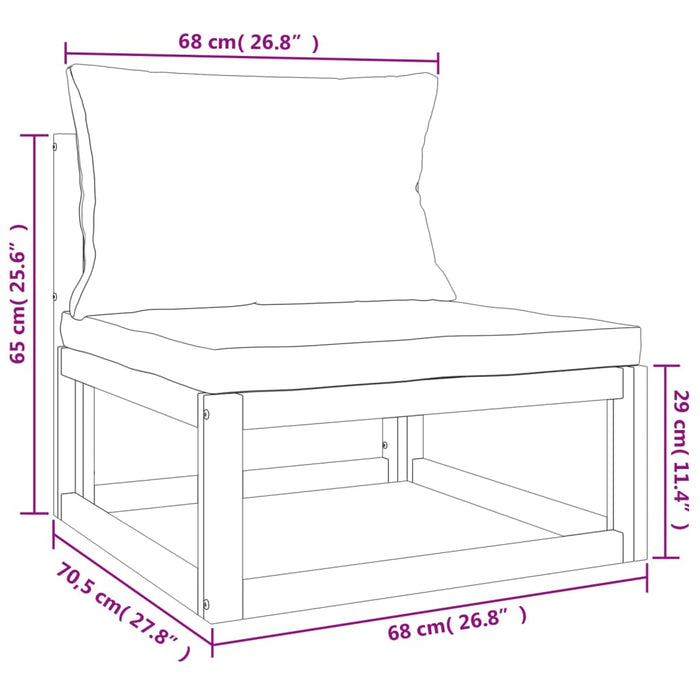 4-Delige Loungeset Met Kussens Massief Hout