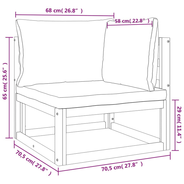 3-Delige Loungeset Met E Kussens Massief Hout