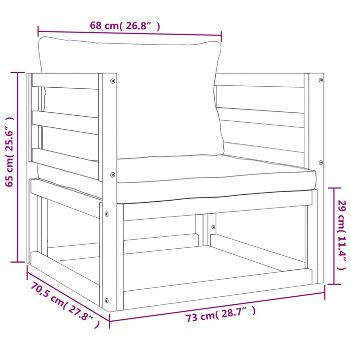 12-Delige Loungeset Met E Kussens Massief Hout