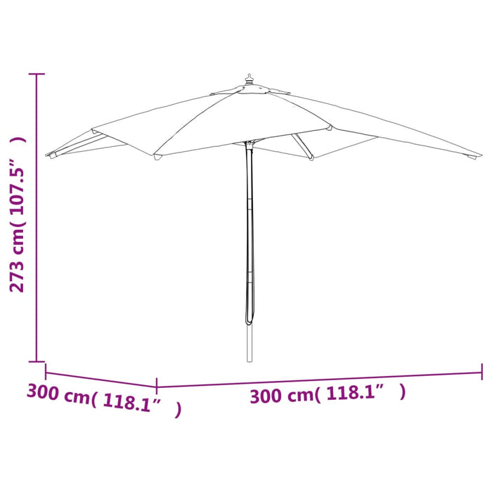 Parasol Met Houten Paal 300X300X273 Cm Azuur