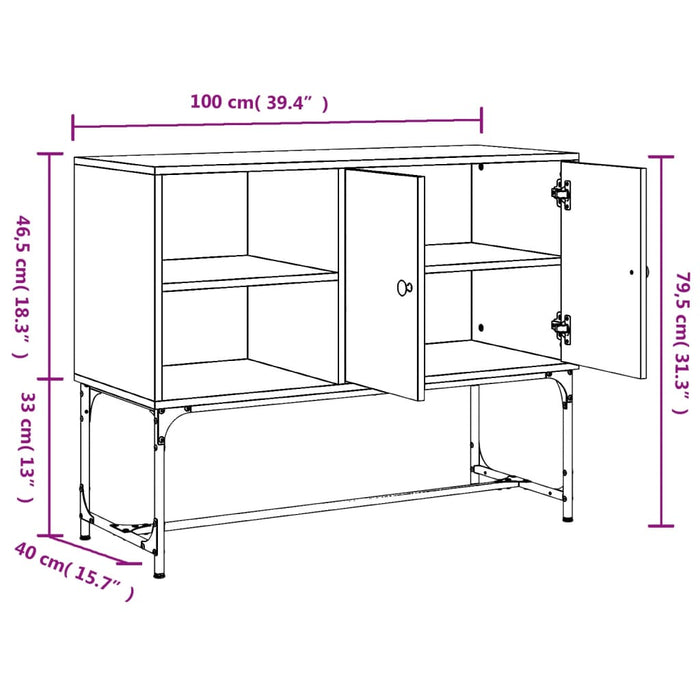 Dressoir 100X40X79,5 Cm Bewerkt Hout Kleurig