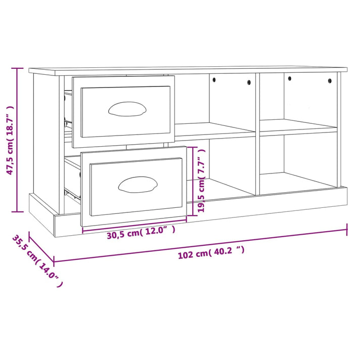 Tv-Meubel 02X35,5X47,5 Cm Bewerkt Hout