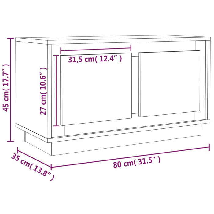 Tv-Meubel 80X35X45 Cm Bewerkt Hout