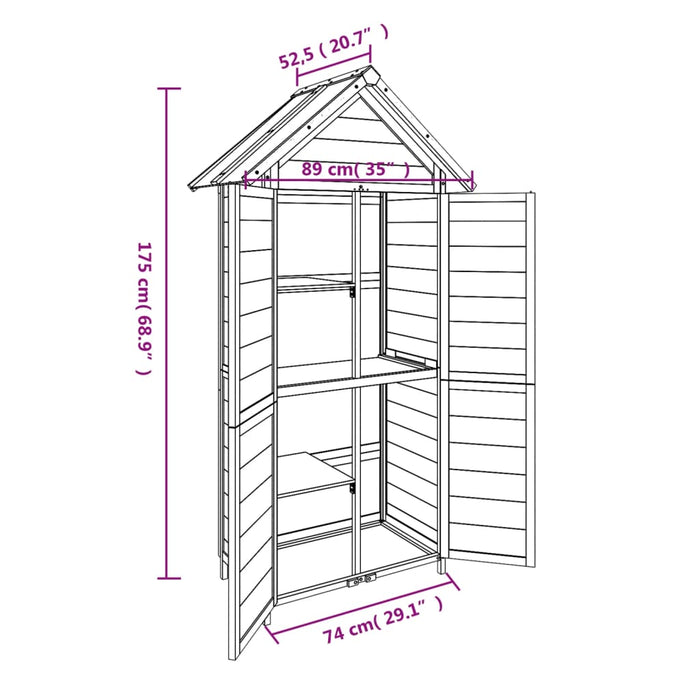 Tuinschuur 89X52,5X175 Cm Massief Grenenhout