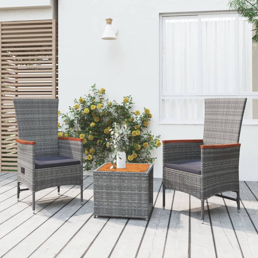 Loungeset Poly Rattan En Massief Acaciahout Grijs