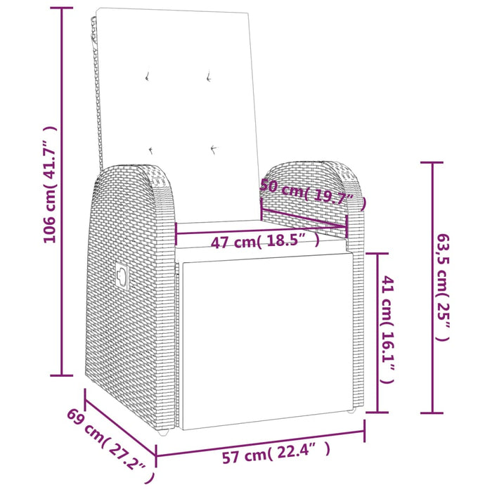 3-Delige Loungeset Poly Rattan En Massief Acaciahout Grijs