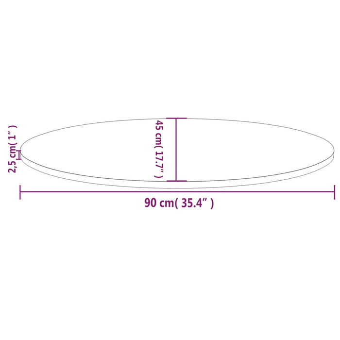 Tafelblad Ovaal 90X45X2,5 Cm Massief Grenenhout