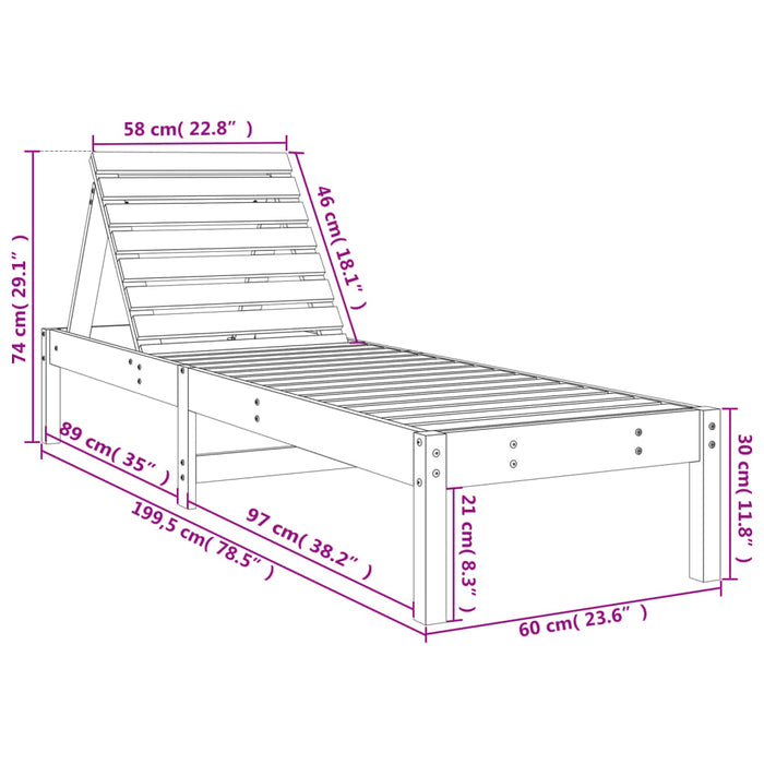 Ligbedden 199,5X60X74 Cm Massief Douglashout