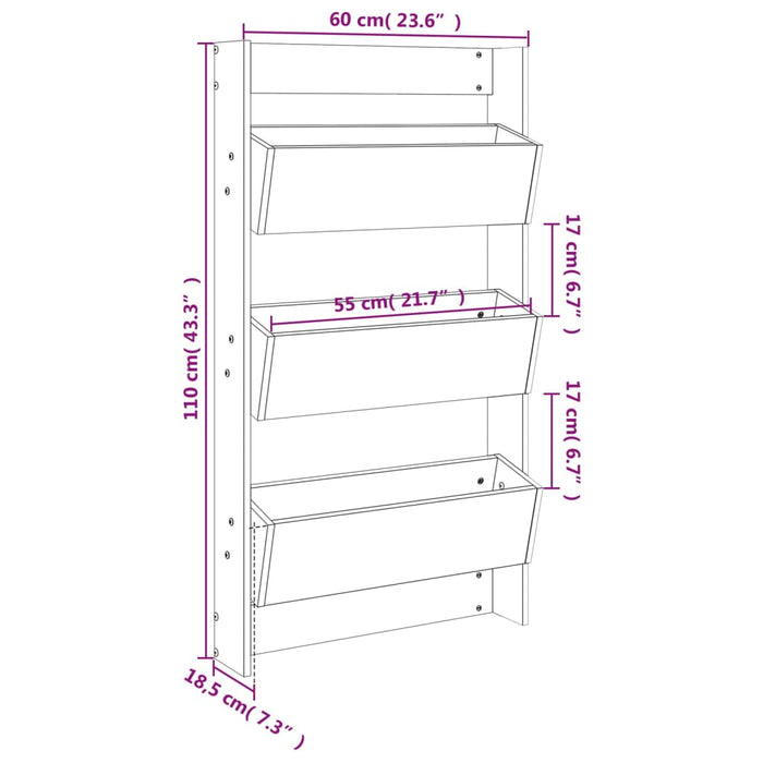 Plantenbak Wandmontage 3-Laags 60X8,5X0 Cm Douglashout