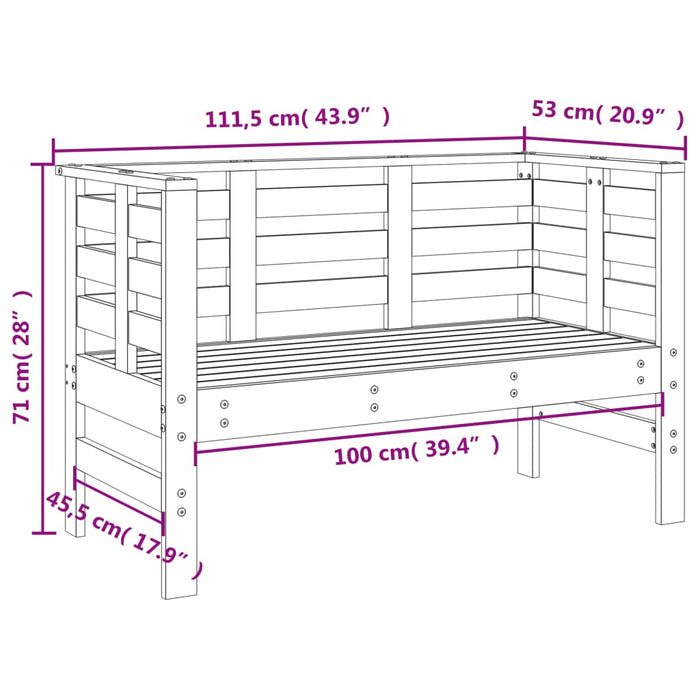 Tuinbankje 111,5X53X71 Cm Massief Grenenhout Wit