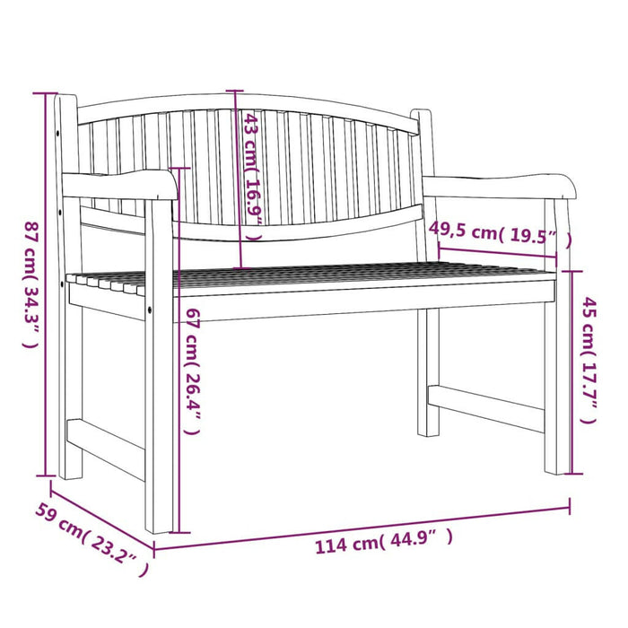 Tuinbank 114X59X87 Cm Massief Teakhout