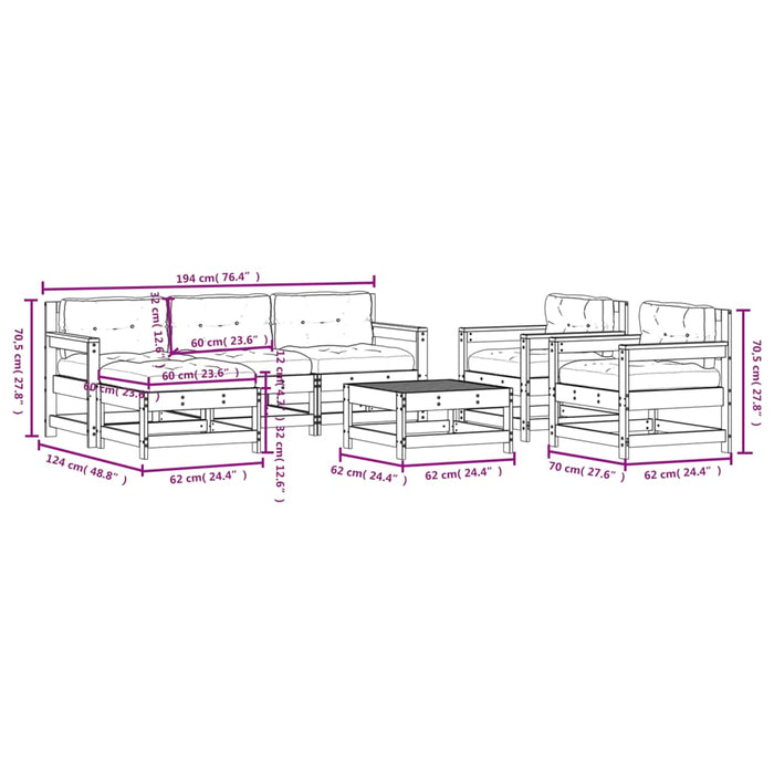 -Delige Loungeset Met Kussens Massief Teak