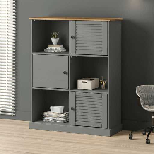 Boekenkast Vigo 90X35X114,5 Cm Massief Grenenhout