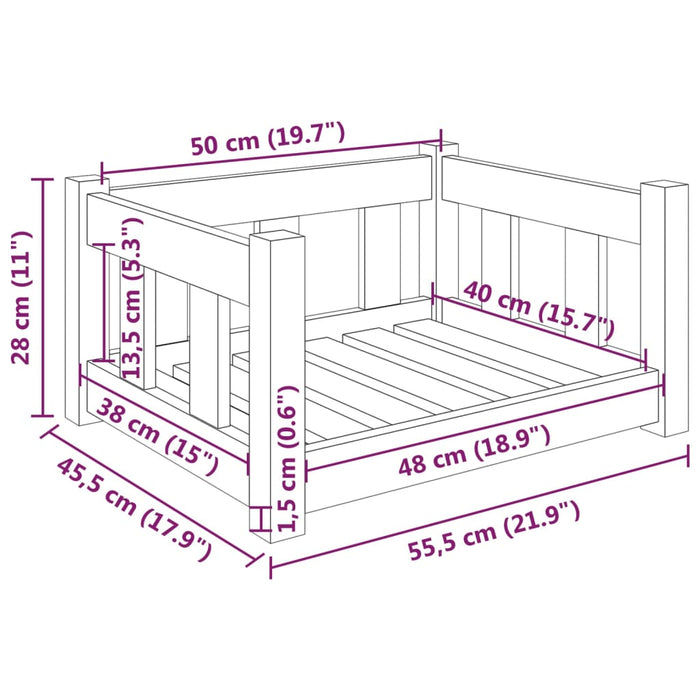 Hondenmand 55,5X45,5X28 Cm Massief Grenenhout