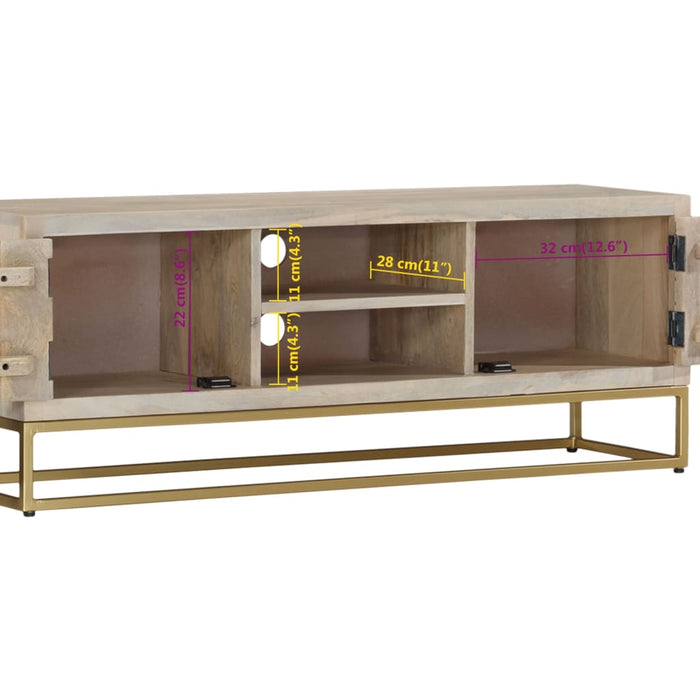 Tv-Meubel 110X30X40 Cm Massief Gebleekt Mangohout