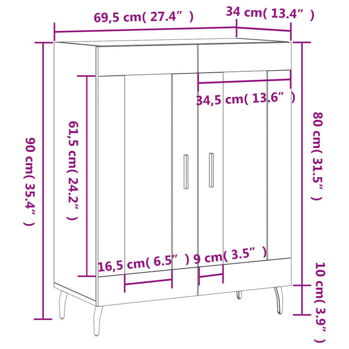 Dressoir 69,5X34X90 Cm Bewerkt Hout Sonoma Eikenkleurig