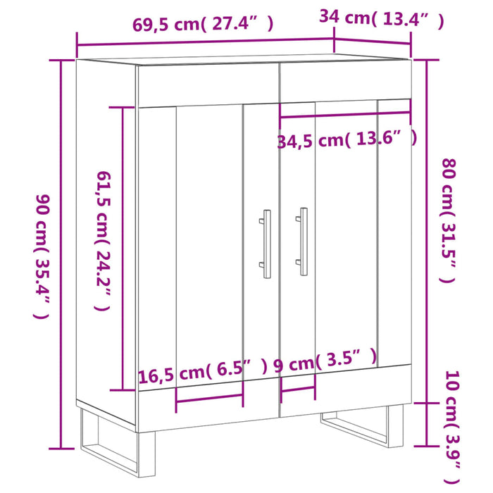 Dressoir 69,5X34X90 Cm Bewerkt Hout