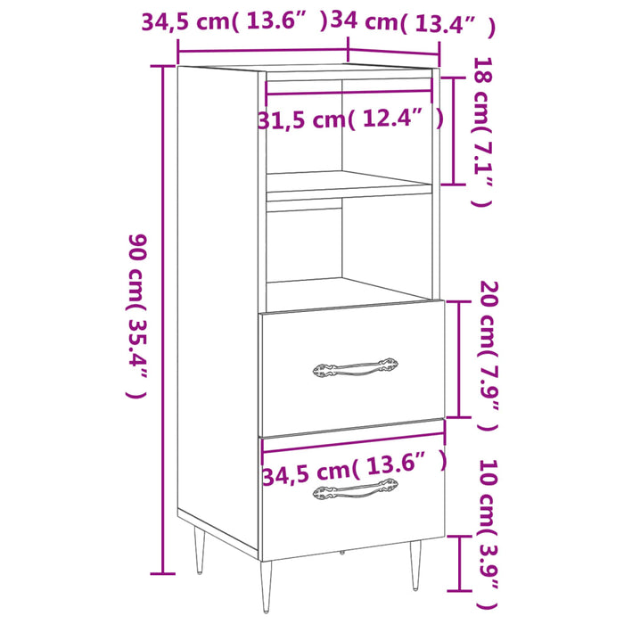 Dressoir 34,5X34X90 Cm Bewerkt Hout