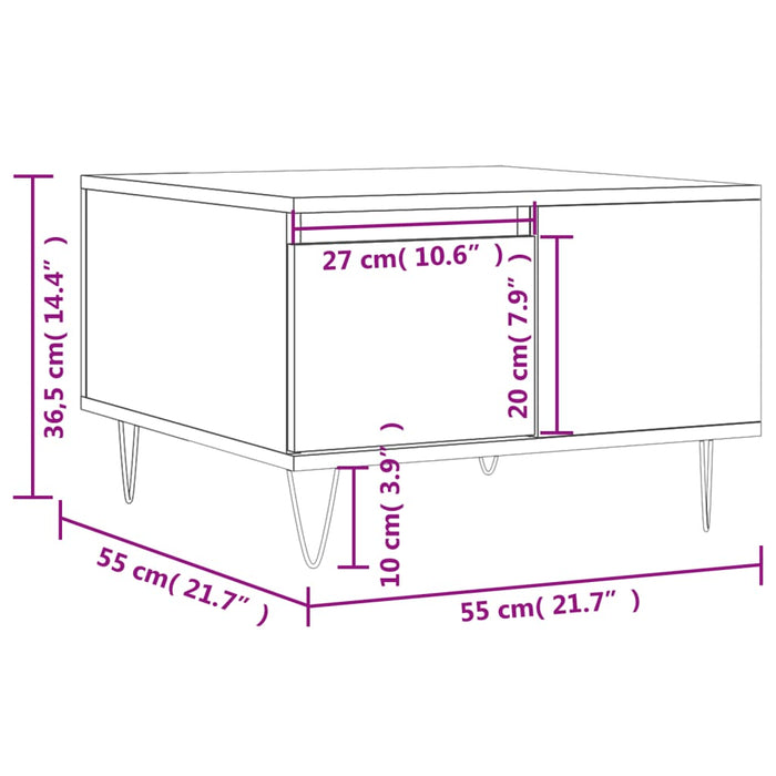 Salontafel 55X55X36,5 Cm Bewerkt Hout Kleurig