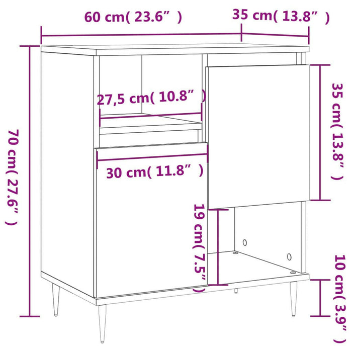 Dressoir 60X35X70 Cm Bewerkt Hout Sonoma Eikenkleurig