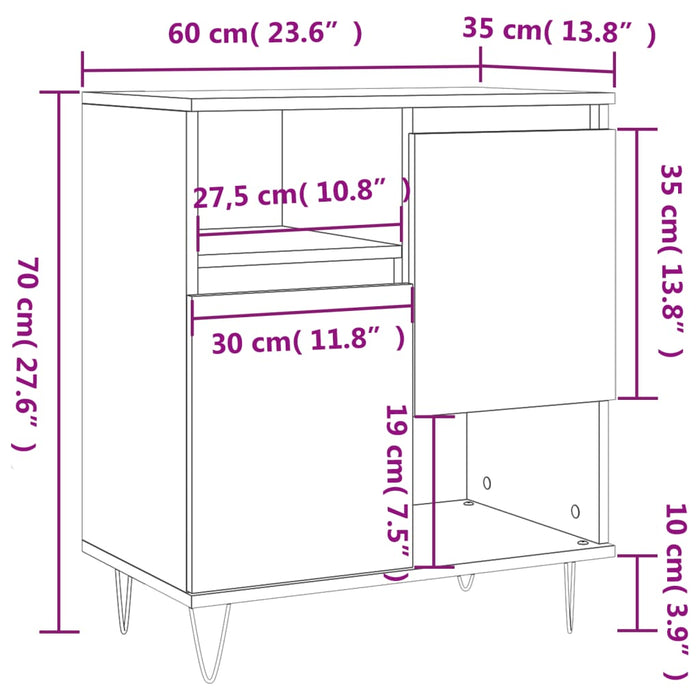 Dressoir 60X35X70 Cm Bewerkt Hout